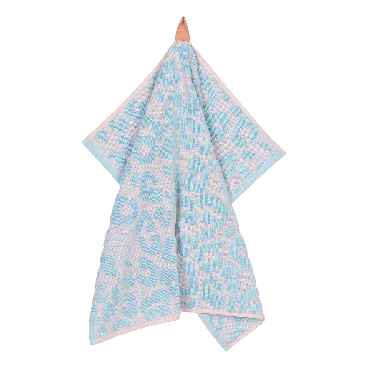 VAAT Geschirrtuch im Leo-Design in Blau und Rosa – saugstarkes Küchentuch aus Baumwolle mit Aufhängeschlaufe, hergestellt in Portugal