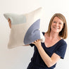 Kissenbezug aus Baumwollstrick Form Blue & Aqua