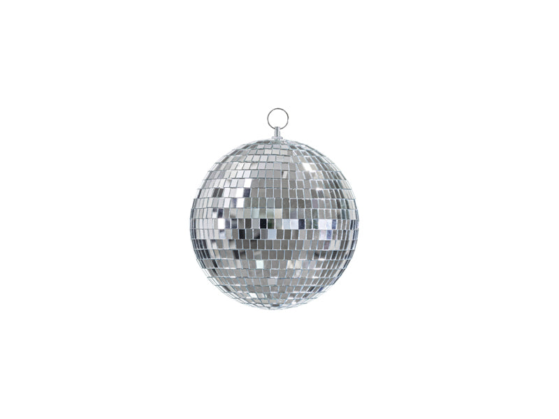 Silberne Discokugel mit 20 cm Durchmesser von PartyDeco zum Aufhängen