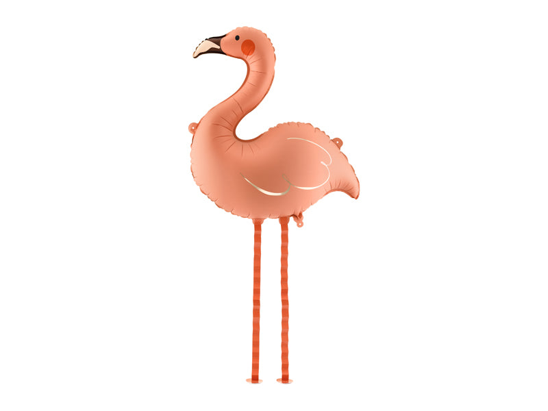 Korallenfarbener Flamingo Airwalker Folienballon von PartyDeco mit langen Beinen zum Befüllen mit Helium