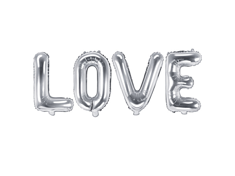 Silberner Folienballon LOVE von PartyDeco als moderne Partydekoration