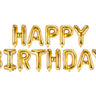 Goldener HAPPY BIRTHDAY Folienballon von PartyDeco als Geburtstagsdekoration zum Aufhängen
