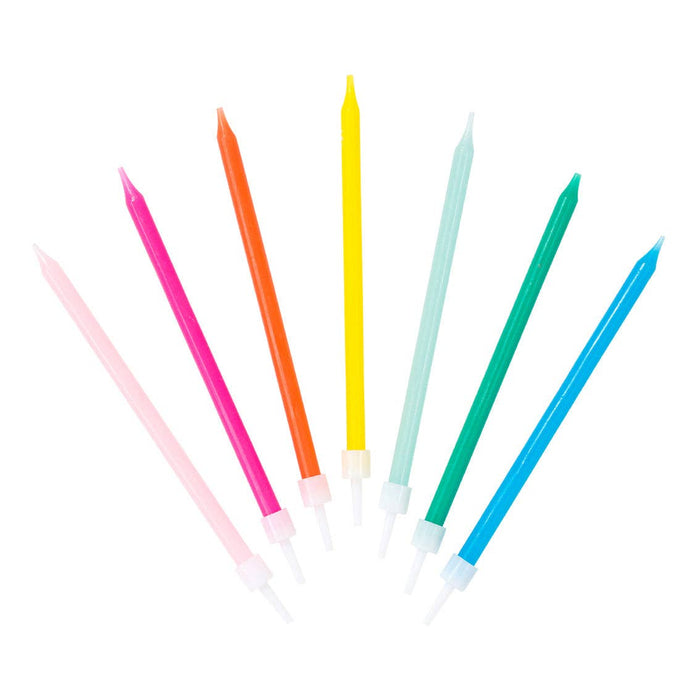 Lange Geburtstagskerzen Regenbogen – 16er-Set