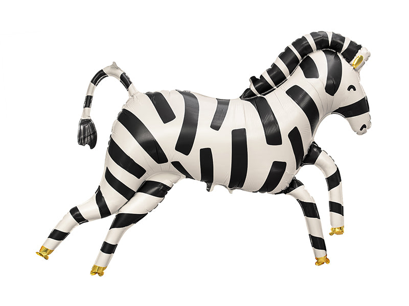 XXL Folienballon Zebra von PartyDeco in Schwarz-Weiß mit goldenen Details